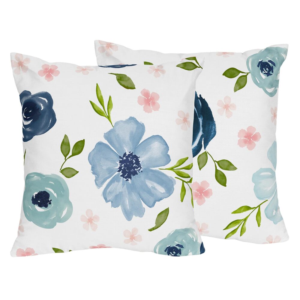 9614 Blush Pink Blue Boho Floral Girl Decorative Throw Pillow Covers Couch